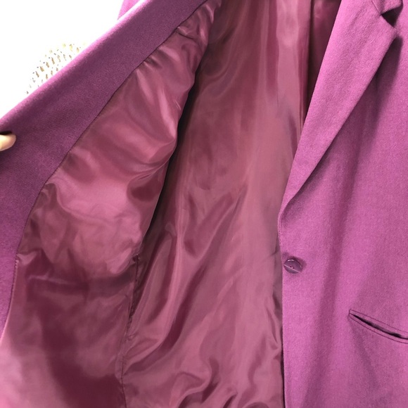 Vtg 90’s Sag Harbor 100% Wool Blazer Wo’s 12 Fuchsia Pink Classic Retro Office - Picture 8 of 10